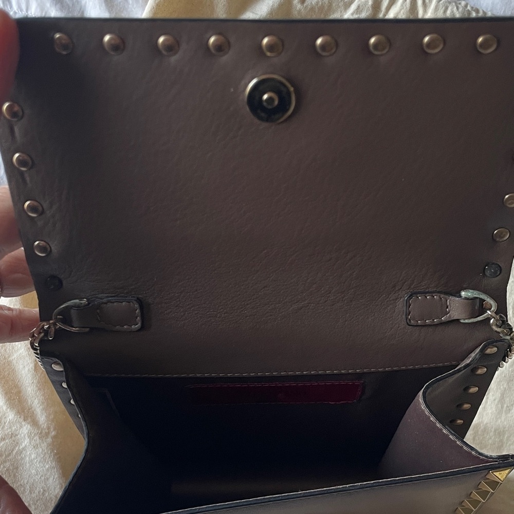 Valentino Taupe Leather Rockstud Crossbody with Chain Strap - Picture 5 of 5